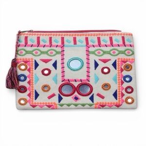 LoveStitch Colorful Clutch Bag With Mirrored Accents - Pink Multi NWT